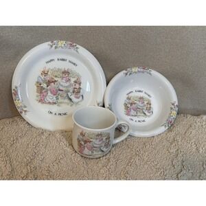 Vintage Royal Albert Beatrix Potter 3pc Child's Dish Set, Bunny, Made In Japan